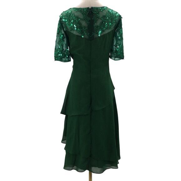 MOTHER OF BRIDE 16 2X plus green sequin ruffle formal party knee dress NEW B149 - Picture 2 of 6